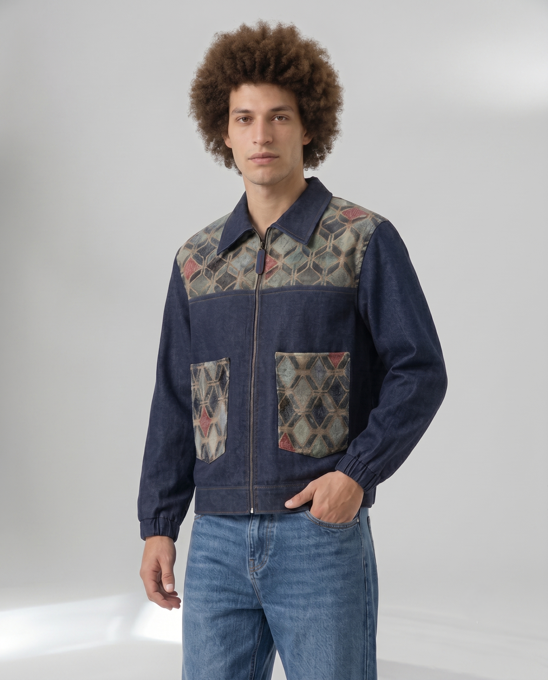 Chaqueta Denim Jacquard Casual