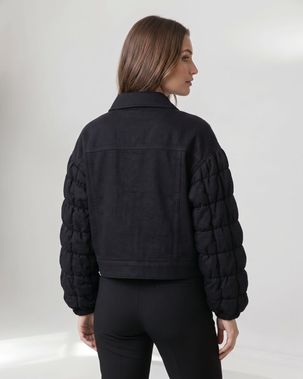 Day Latitude Chaqueta Oversize Animal Print en Denim Drapeado Vista Posterior